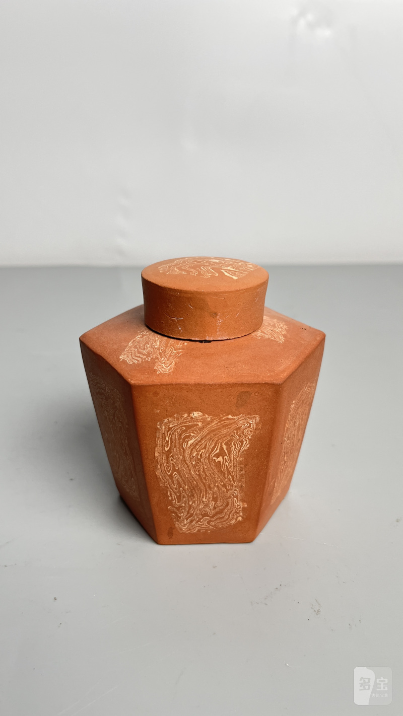 清早期 紫砂六棱茶叶罐 - 图3